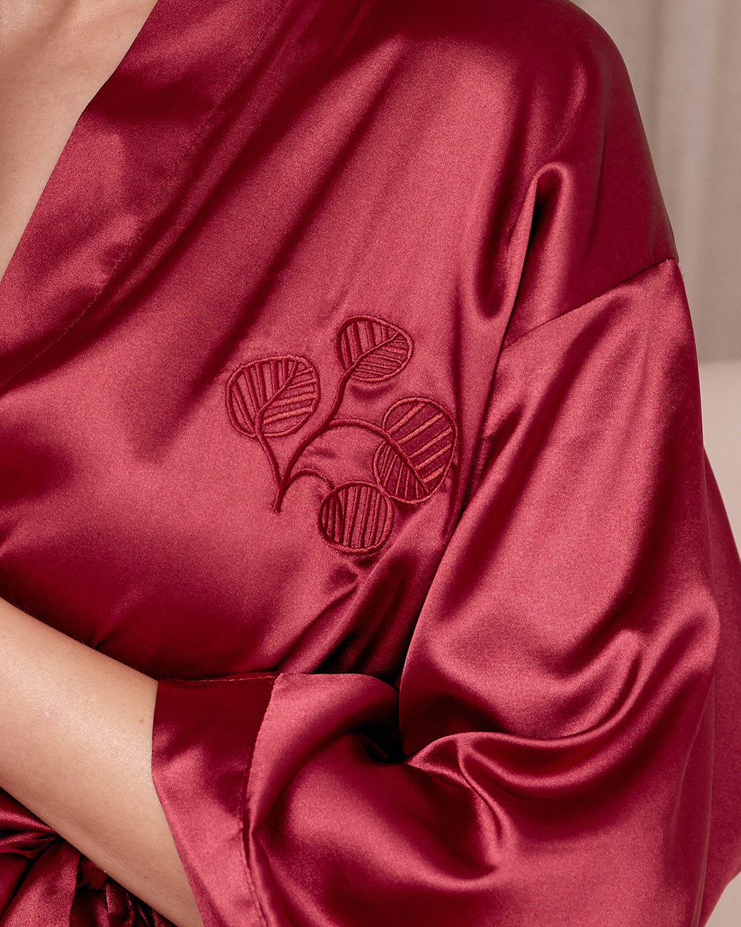 Satin Robe - Ruby