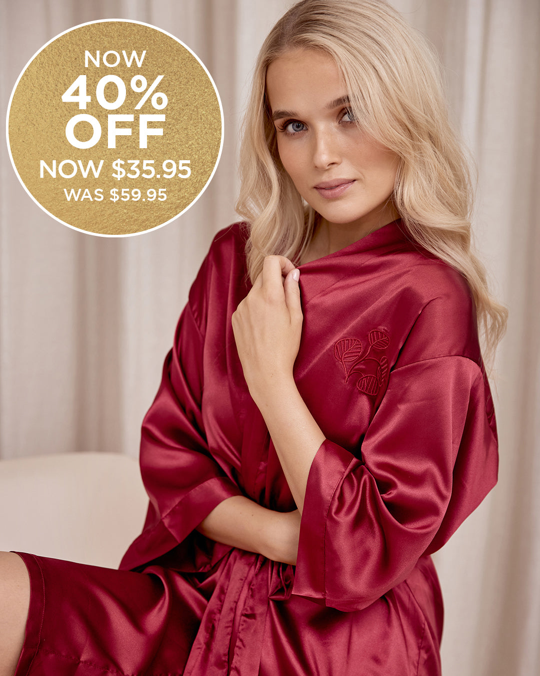 Satin Robe - Ruby